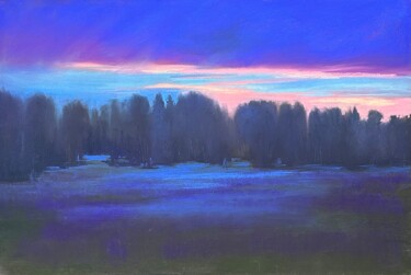 Painting titled "Glade with blue flo…" by Natalia Balashova. Pastelist., Original Artwork, Pastel