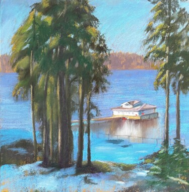 Painting titled "Winter sunny day on…" by Natalia Balashova. Pastelist., Original Artwork, Pastel