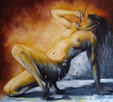 Painting titled "Oil painting "Naked…" by Natalia Bazyliuk, Original Artwork, Oil