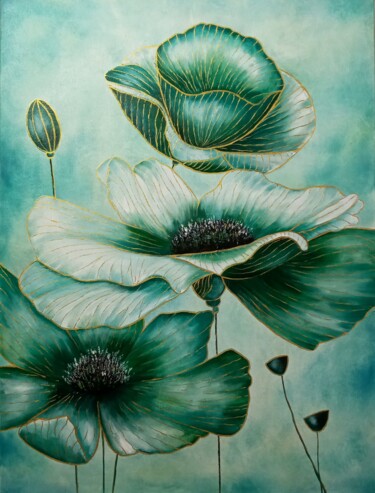 Peinture intitulée ""Цветы "" par Natalia Bazyliuk, Œuvre d'art originale, Huile