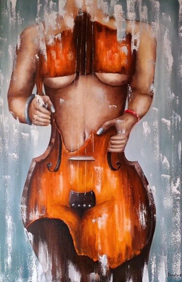 Painting titled "Erotic art on canva…" by Natalia Bazyliuk, Original Artwork, Oil Mounted on Wood Stretcher frame