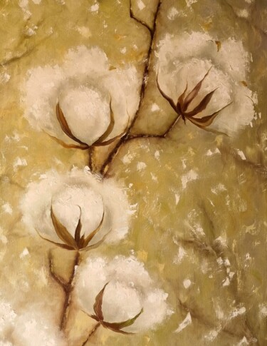 Painting titled "Oilpainting "Cotton…" by Natalia Bazyliuk, Original Artwork, Oil