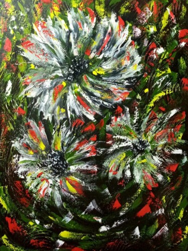 Painting titled "Flowers Oil paintin…" by Natalia Bazyliuk, Original Artwork, Oil Mounted on Wood Stretcher frame