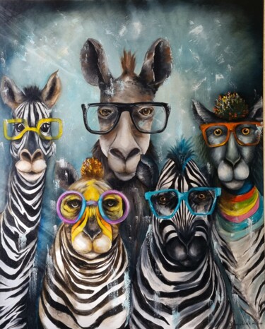 Painting titled "Oilpainting animal…" by Natalia Bazyliuk, Original Artwork, Oil Mounted on Wood Stretcher frame
