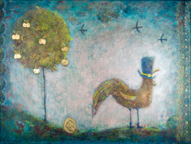 Painting titled "Golden Apples" by Natalia Berezina (natimade), Original Artwork, Acrylic