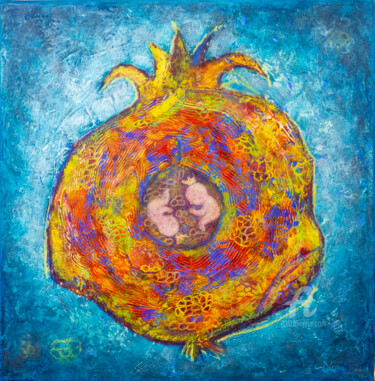 Painting titled "Autumn Pomegranate" by Natalia Berezina (natimade), Original Artwork, Acrylic