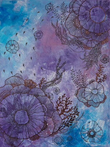 Schilderij getiteld "Purple series 2" door Natalia Berezina (natimade), Origineel Kunstwerk, Acryl