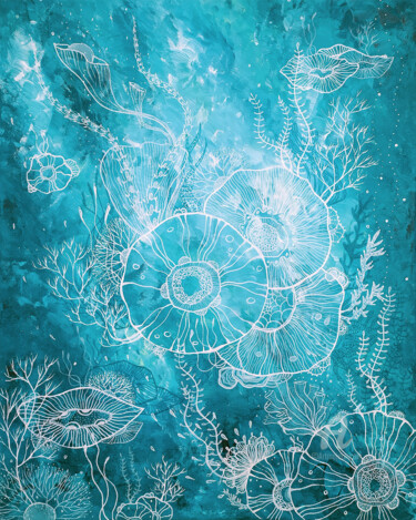 Painting titled "Underwater World 6" by Natalia Berezina (natimade), Original Artwork, Acrylic