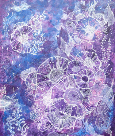 Schilderij getiteld "Purple series 3" door Natalia Berezina (natimade), Origineel Kunstwerk, Acryl