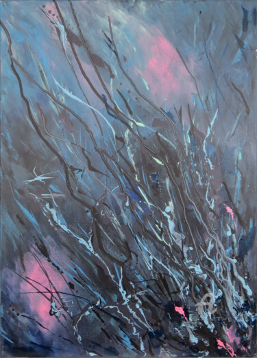 Painting titled "The night storm" by Natalia Berezina (natimade), Original Artwork, Acrylic