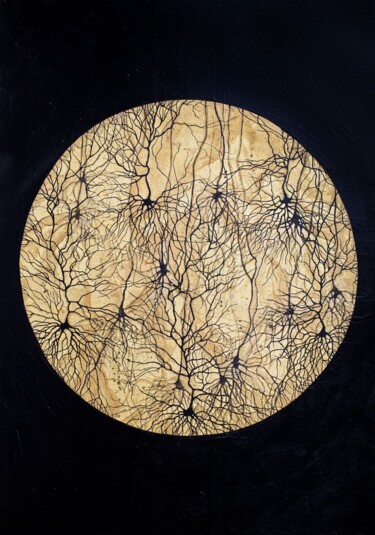 Painting titled "Neurons XVII" by Natalia Bienek, Original Artwork, Acrylic Mounted on Wood Stretcher frame