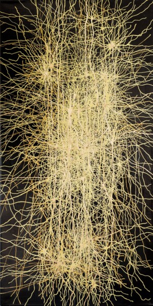 Painting titled "Neurons X" by Natalia Bienek, Original Artwork, Acrylic Mounted on Wood Stretcher frame