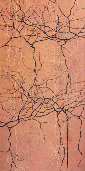 Painting titled "Neurons III" by Natalia Bienek, Original Artwork, Acrylic Mounted on Wood Stretcher frame