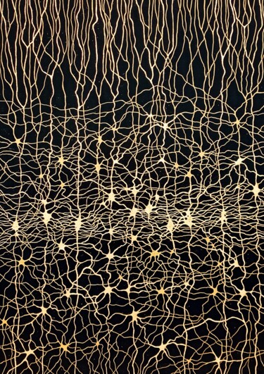 Ζωγραφική με τίτλο "Neurons XIV" από Natalia Bienek, Αυθεντικά έργα τέχνης, Ακρυλικό Τοποθετήθηκε στο Ξύλινο φορείο σκελετό