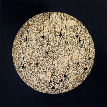 Painting titled "Neurons XIX" by Natalia Bienek, Original Artwork, Acrylic Mounted on Wood Stretcher frame