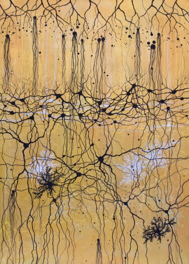 Painting titled "Neurons I" by Natalia Bienek, Original Artwork, Acrylic Mounted on Wood Stretcher frame