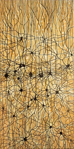 Painting titled "Neurons VII" by Natalia Bienek, Original Artwork, Acrylic Mounted on Wood Stretcher frame