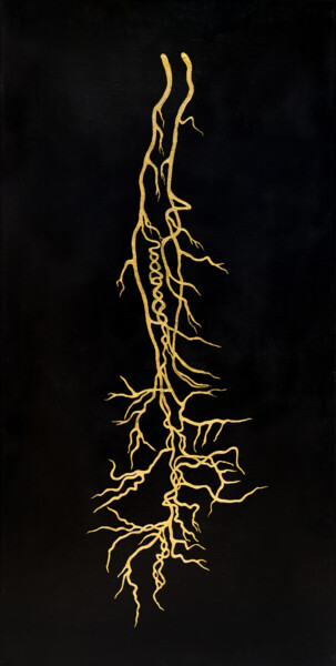 Schilderij getiteld "Vagus Nerve I" door Natalia Bienek, Origineel Kunstwerk, Acryl Gemonteerd op Frame voor houten brancard