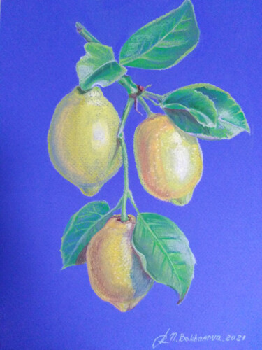 Drawing titled "Сочные лимоны" by Natalia Bokhanova, Original Artwork, Pastel