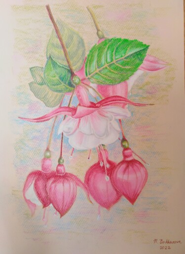 Desenho intitulada "Fuchsia" por Natalia Bokhanova, Obras de arte originais, Giz
