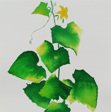 Malerei mit dem Titel "Сolor shadow cucumb…" von Natalia Buhaienko, Original-Kunstwerk, Aquarell