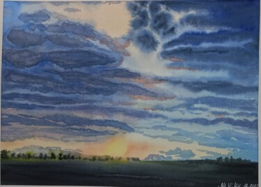 Pittura intitolato "Sky" da Natalia Buhaienko, Opera d'arte originale, Acquarello