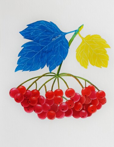 Peinture intitulée "Guelder rose" par Natalia Buhaienko, Œuvre d'art originale, Aquarelle
