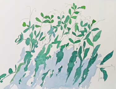 Malerei mit dem Titel "Symphony of peas" von Natalia Buhaienko, Original-Kunstwerk, Aquarell