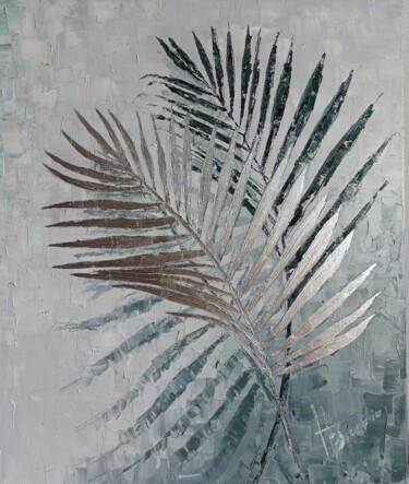 Painting titled "Fern leaves" by Natalia Bykova, Original Artwork, Oil