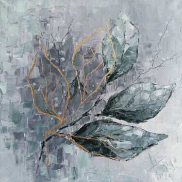 Painting titled "Golden foliage" by Natalia Bykova, Original Artwork, Oil Mounted on Wood Stretcher frame