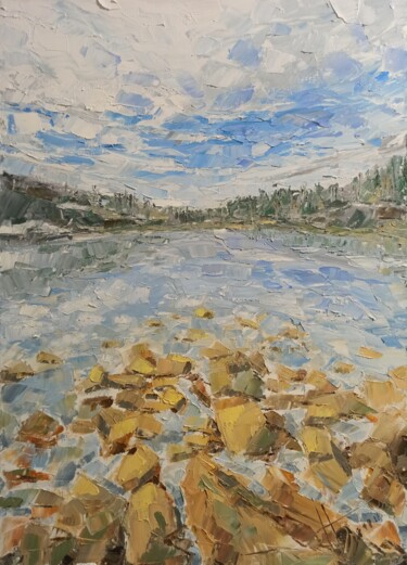 Картина под названием "Stone river" - Natalia Bykova, Подлинное произведение искусства, Масло Установлен на Деревянная рама…