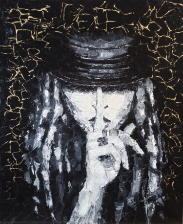 Картина под названием "Woman in a hat" - Natalia Bykova, Подлинное произведение искусства, Масло Установлен на Деревянная ра…