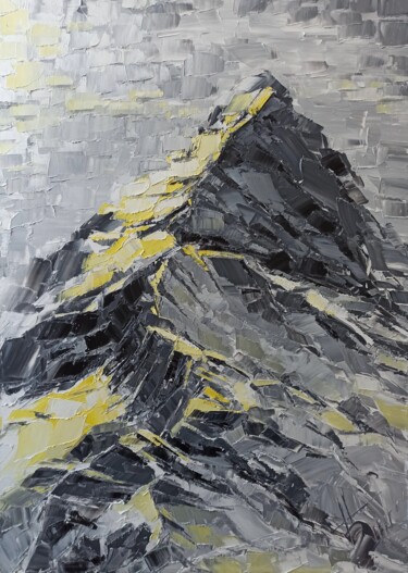 Картина под названием "Frosty mountains" - Natalia Bykova, Подлинное произведение искусства, Масло Установлен на Деревянная…
