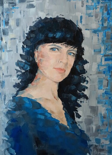 Картина под названием "Portrait of Natalie" - Natalia Bykova, Подлинное произведение искусства, Масло Установлен на Деревянн…