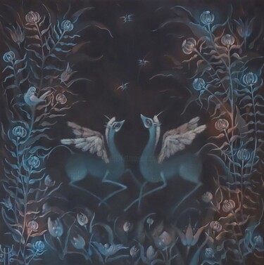 Painting titled ""The night comes qu…" by Natalia Chaikovskaia, Original Artwork, Tempera