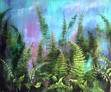 Painting titled "Magic Forest" by Natalia Czarnecka-Diling, Original Artwork, Acrylic Mounted on Wood Stretcher frame
