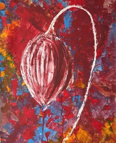 Painting titled "Kwiat Red" by Natalia Czerska-Kacprzak, Original Artwork, Ink