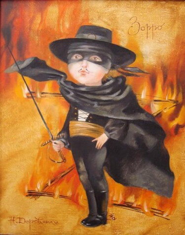 Pittura intitolato "Zorro" da Natalia Derevianko, Opera d'arte originale, Olio
