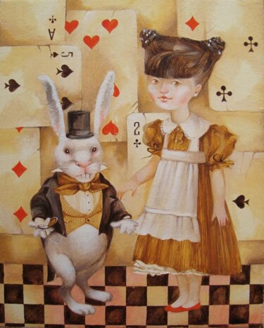 Pittura intitolato "Alice (Алиса)" da Natalia Derevianko, Opera d'arte originale, Olio