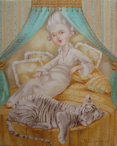 Pittura intitolato "Sogno d'oro (Сладки…" da Natalia Derevianko, Opera d'arte originale