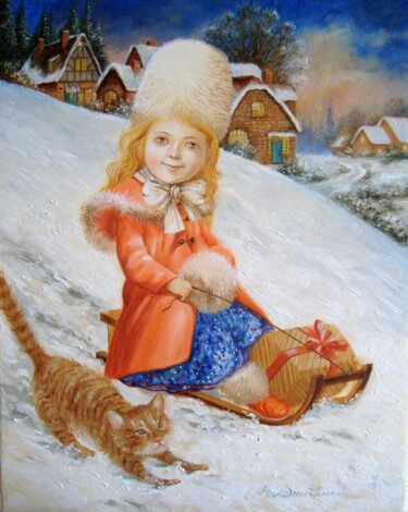 Painting titled "Happy New Year! / Т…" by Natalia Derevianko, Original Artwork, Oil