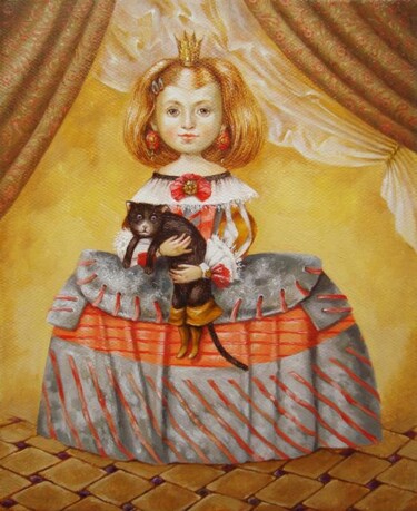 Картина под названием "Кот в сапогах / Cat…" - Наталья Деревянко, Подлинное произведение искусства