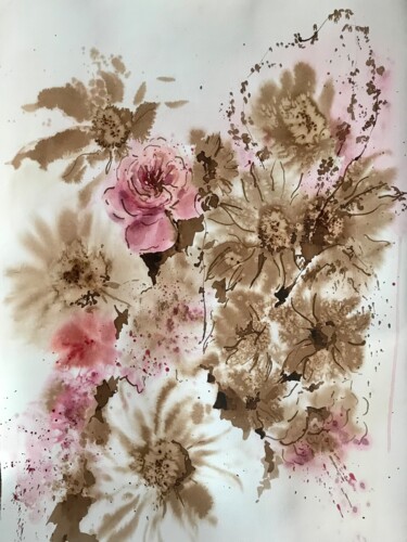 Dessin intitulée "Herbier" par Natalia Dluska, Œuvre d'art originale, Aquarelle