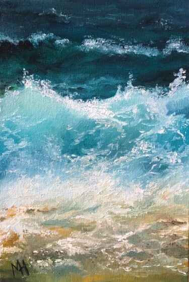 Картина под названием "Море волнуется…" - Natalia Hlazieva, Подлинное произведение искусства, Масло Установлен на картон