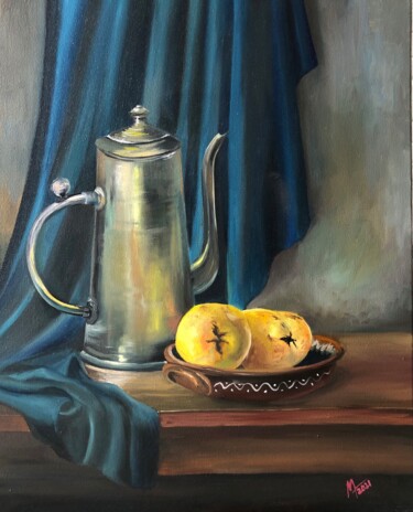 Painting titled "Натюрморт с айвой" by Natalia Hlazieva, Original Artwork, Oil