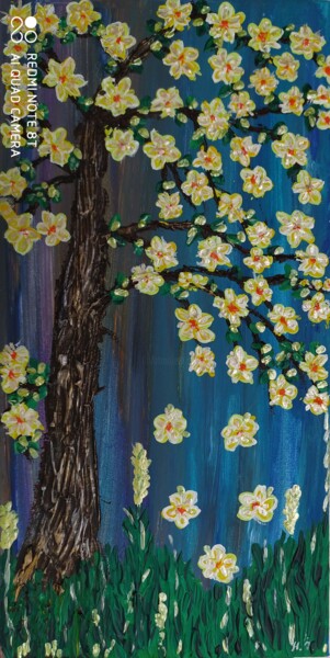 Peinture intitulée "Wood. Spring/Дерево…" par Natalia Ivanova, Œuvre d'art originale, Acrylique Monté sur Châssis en bois