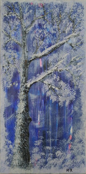 Painting titled "Wood. Winter/Дерево…" by Natalia Ivanova, Original Artwork, Acrylic Mounted on Wood Stretcher frame