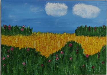 Painting titled "SummerЛето" by Natalia Ivanova, Original Artwork, Acrylic Mounted on Wood Stretcher frame