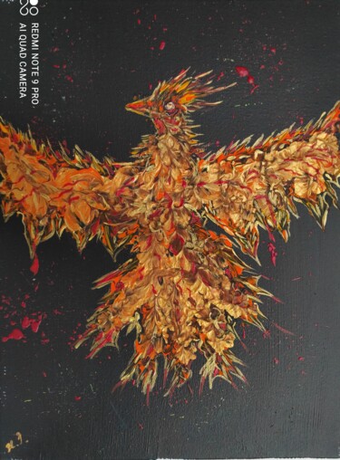Painting titled "Like Phoenix/Как Фе…" by Natalia Ivanova, Original Artwork, Acrylic Mounted on Wood Stretcher frame