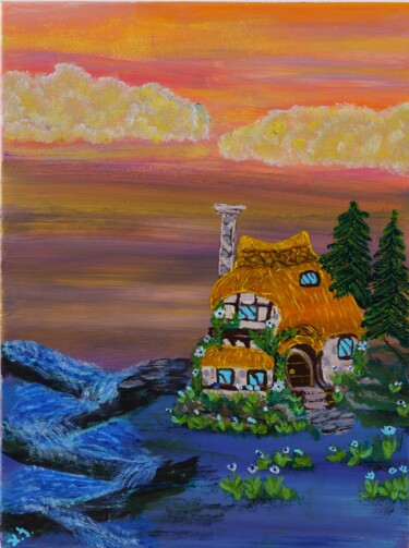 Painting titled "On the edge of the…" by Natalia Ivanova, Original Artwork, Acrylic Mounted on Wood Stretcher frame